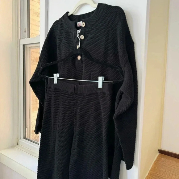 Free People Hailee Sweater Set Matching Two Piece Matching Pullover Pants Black - Picture 7 of 16